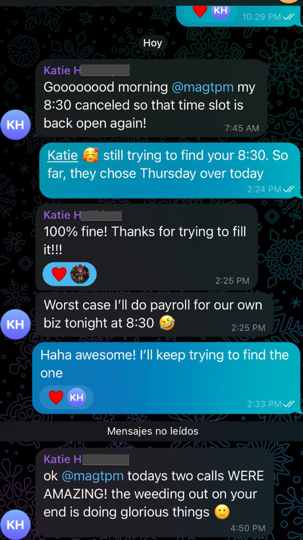 Katie — today's calls were amazing